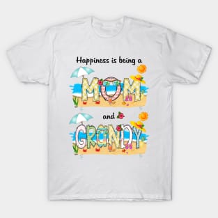 Happiness Is Being A Mom And Grandy Summer Beach Happy Mother's T-Shirt